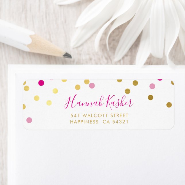 SENDER ADDRESS pretty glam confetti spot gold pink (Insitu)