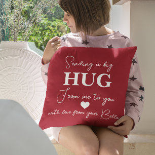 Sending A Big HUG Red Valentine's Day Monogram Cushion