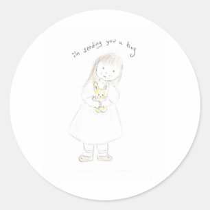 Sending a hug classic round sticker