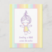 Sending a Hug Cute Pastel Rainbow Girl