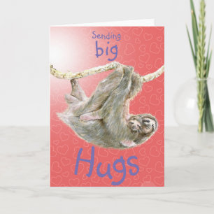 "Sending big hugs" Sloth mum and baby. Customise Card
