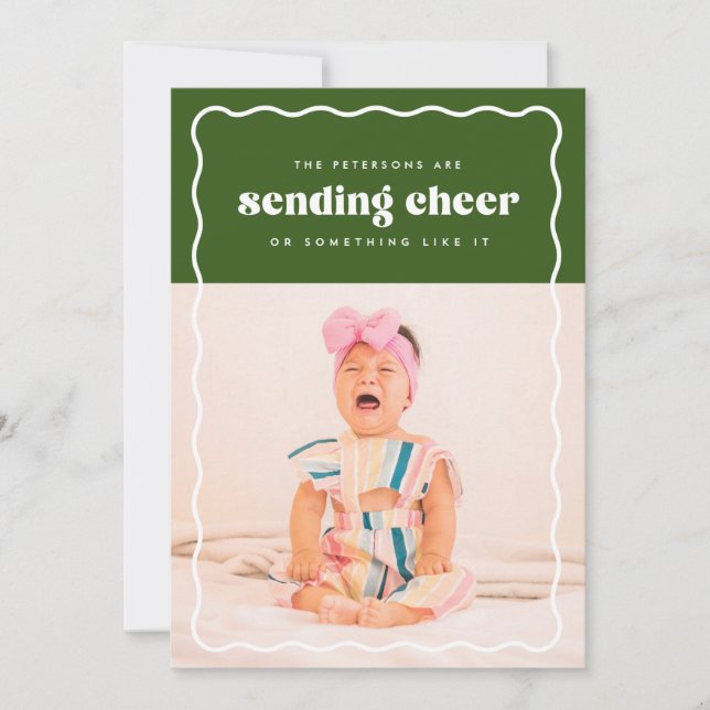 Sending Cheer Holiday Flat Photo Card (Front)