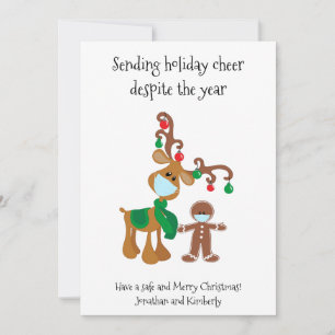 Sending Holiday Cheer Reindeer Face Mask  2021 Card