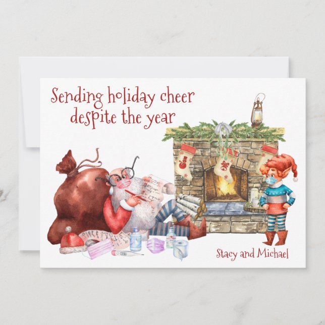 Sending Holiday Cheer Santa List Covid 2021 Card (Front)