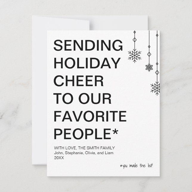Sending Holiday Cheer to Our Favourite People Card (Front)