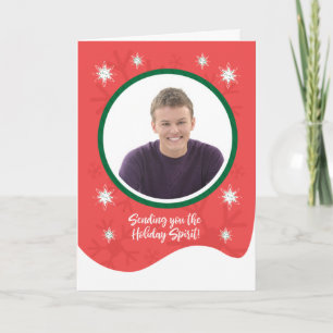 Sending Holiday Spirit Custom Name with Red Photo Card
