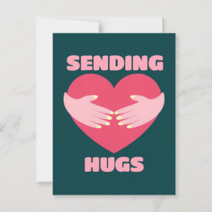 Sending Hugs Heart Illustration with Hands Sticker Postcard