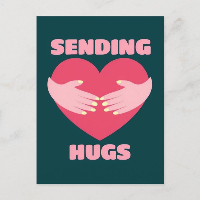 Sending Hugs Heart Illustration with Hands Sticker Postcard (Front)