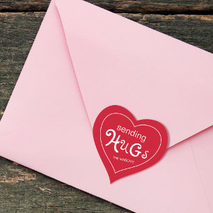 Sending Hugs Valentines Personalised Heart Sticker