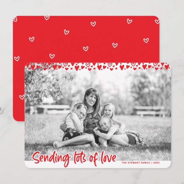 Sending Lots of Love, Family Photo Valentine card (Front/Back)