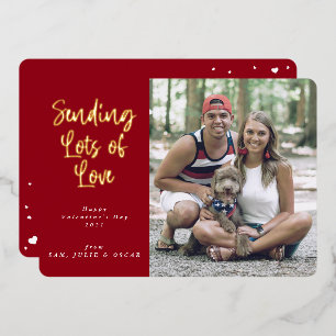 Sending Lots of Love Valentine's Day Photo Foil Holiday Card