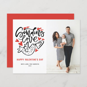 Sending Love Calligraphy Dove Valentine's Day Card