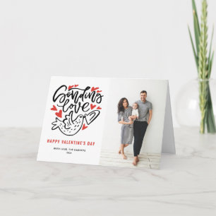 Sending Love Calligraphy Valentine's Day Photo Holiday Card