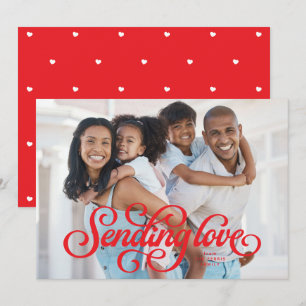 Sending love cute red one photo Valentine Holiday Card