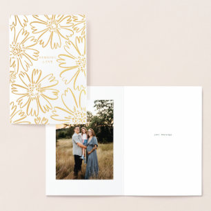 Sending love floral design with photo inside foil card