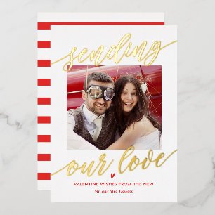 Sending Love Foil Valentine's Day Photo Card