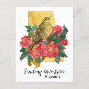 Sending Love From Alabama Yellowhammer Camellia  Postcard