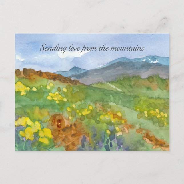 Sending Love from Mountains Thinking of You Desert Postcard (Front)