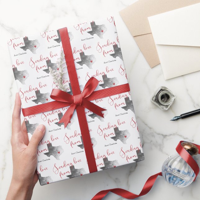 Sending Love From Texas - Valentine's Day Wrapping Paper (Creator Uploaded)