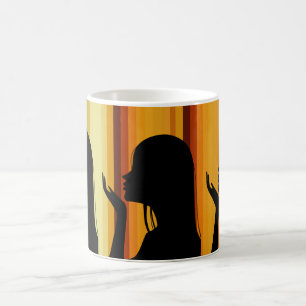 Sending Love: Girl Blowing Kiss Silhouette Magic Mug