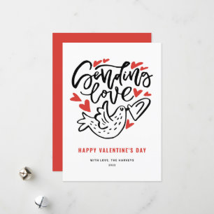 Sending Love Modern Calligraphy Valentine's Day Holiday Card