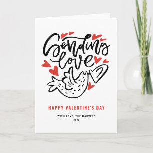 Sending Love Modern Calligraphy Valentine's Day Holiday Card