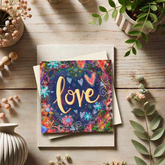 Sending Love Pretty Whimsical Valentine Hearts Card (Creator Uploaded)