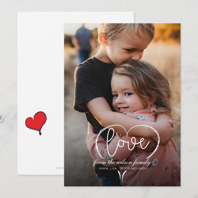 Sending Love Script Cute Photo Valentines Day Holiday Card (Front/Back)