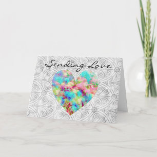 Sending Love Vintage Style Heart Note Card