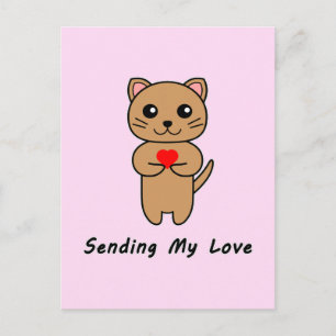 Sending My Love - Pink Background (Vertical) Postcard