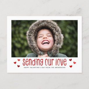Sending Our Love Valentine's Day Single Photo Holiday Postcard