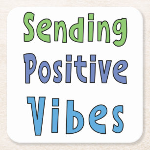 Sending Positive Vibes Square Paper Coaster