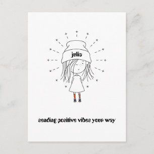 Sending Positive Vibes Your Way Cute Girl Add Name Postcard