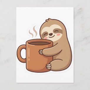 Sending Slow Vibes Sloth Postcard Cute Hello Note