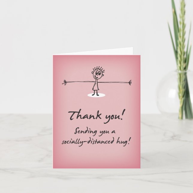 Sending Socially-Distanced Hug Thank You Card (Front)