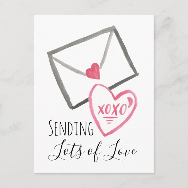 Sending Valentine's Love Letter Xoxo Heart Holiday Postcard (Front)