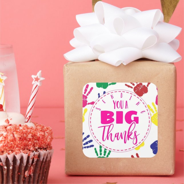 sending you a big thanks, huge staff thank you gif square sticker (Party)