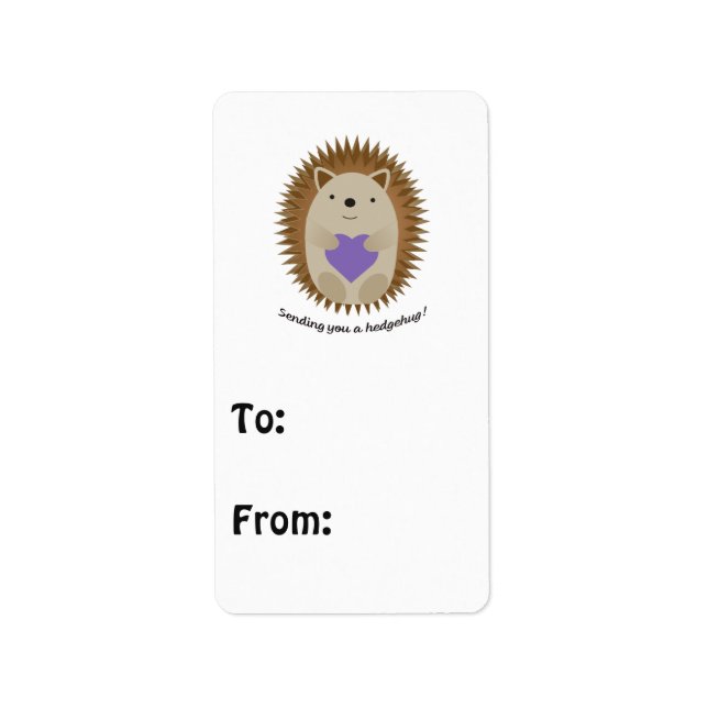 Sending You a Hedgehug Hedgehog Label (Front)