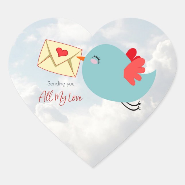 Sending You All My Love Heart Sticker (Front)