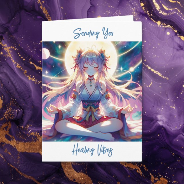Sending You Healing Vibes | Anime Girl Meditating Card (Creator Uploaded)