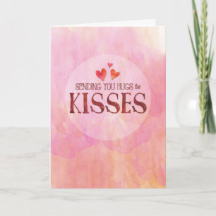 Sending You Hugs & Kisses, Watercolor Background Card