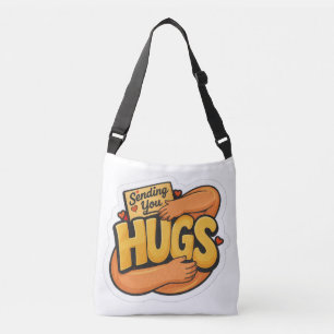 Sending You Hugs Sticker - Cute Cartoon Hugging Crossbody Bag