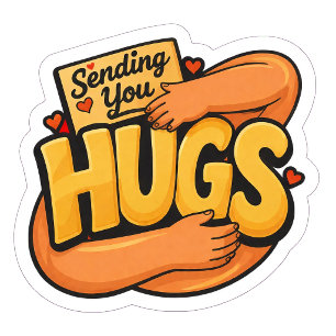 Sending You Hugs Sticker - Cute Cartoon Hugging T-Shirt
