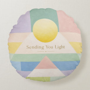 Sending You Light Geometric Pastel Inspiration Round Cushion