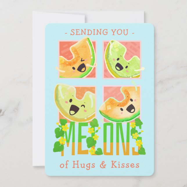 Sending You Melons of Hugs & Kisses | Pun Thank You Card (Front)