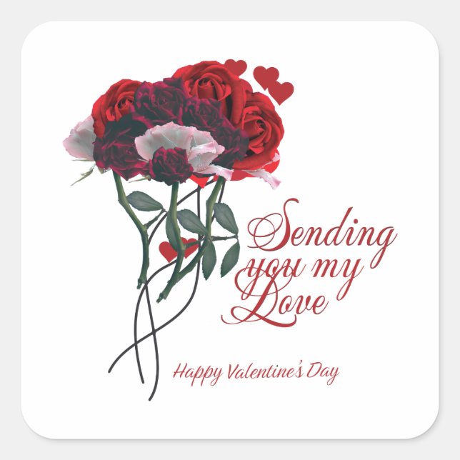 Sending you my love Happy Valentine’s Day Square Sticker (Front)