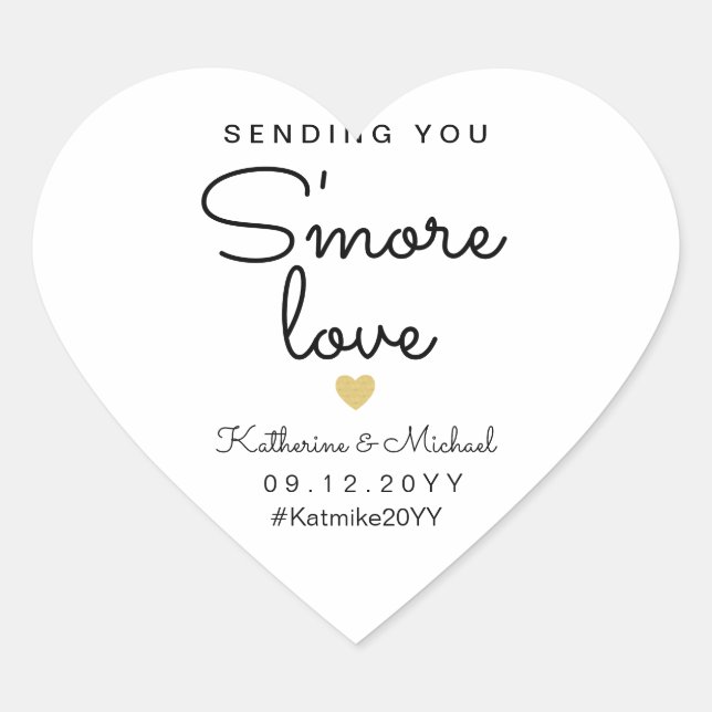 Sending you s'more love fun wedding favour heart sticker (Front)