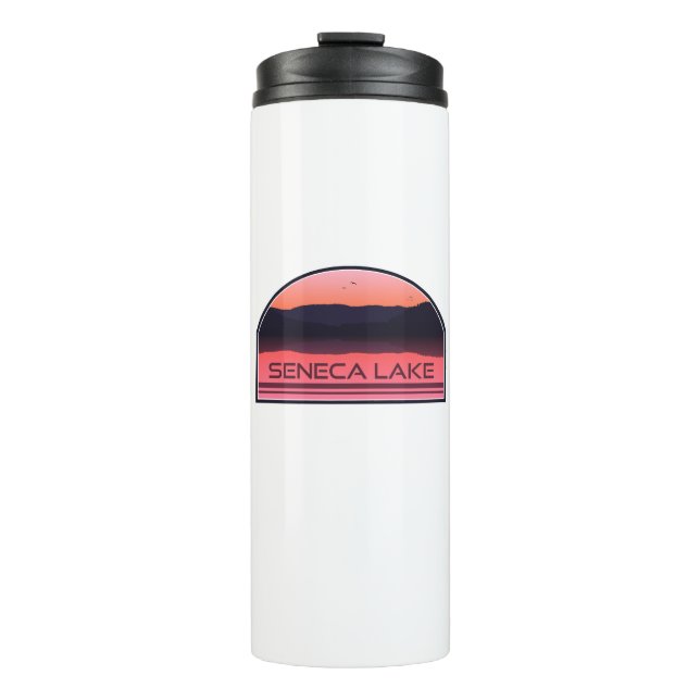 Seneca Lake New York Red Sunrise Thermal Tumbler (Front)
