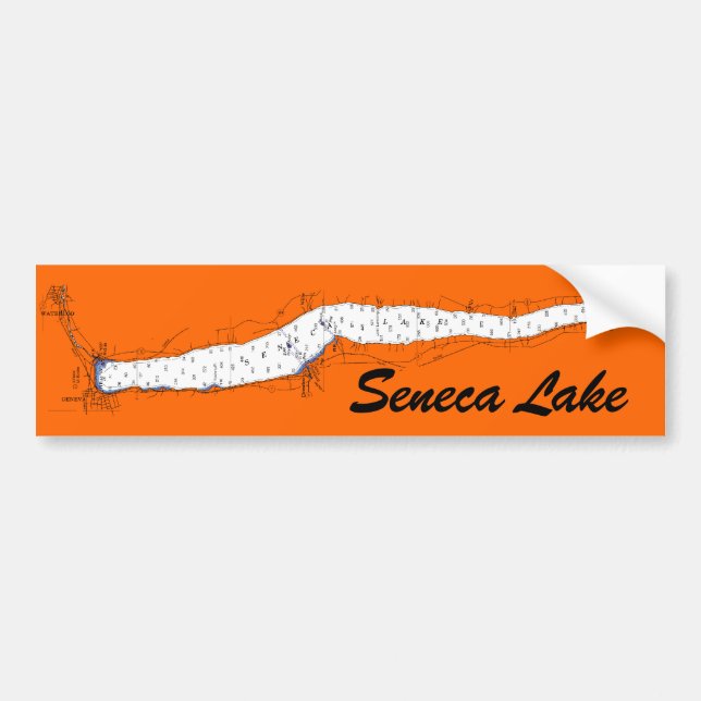 Seneca Lake, NY Chart Bumper Sticker (Front)