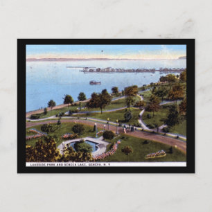 Seneca Lake & Park, Geneva NY 1928 Vintage Postcard